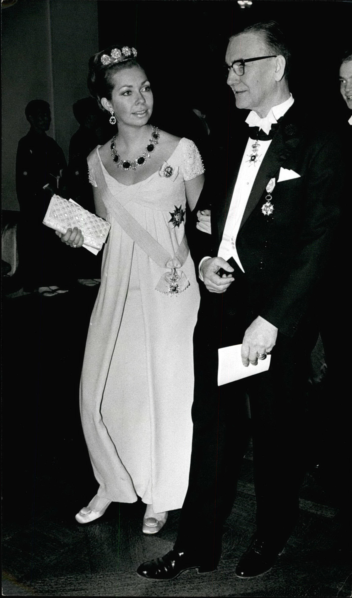 Princess Christina of Sweden, with Ulf von Euler, attends the Nobel Prize banquet in Stockholm, December 1968 (Keystone Press/Alamy)