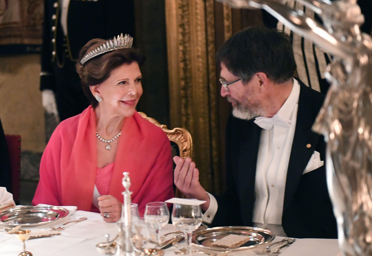 Queen Silvia of Sweden attends the King's Dinner for Nobel laureates at the Royal Palace in Stockholm on December 11, 2018 (Fredrik Sandberg/TT News Agency/Alamy)