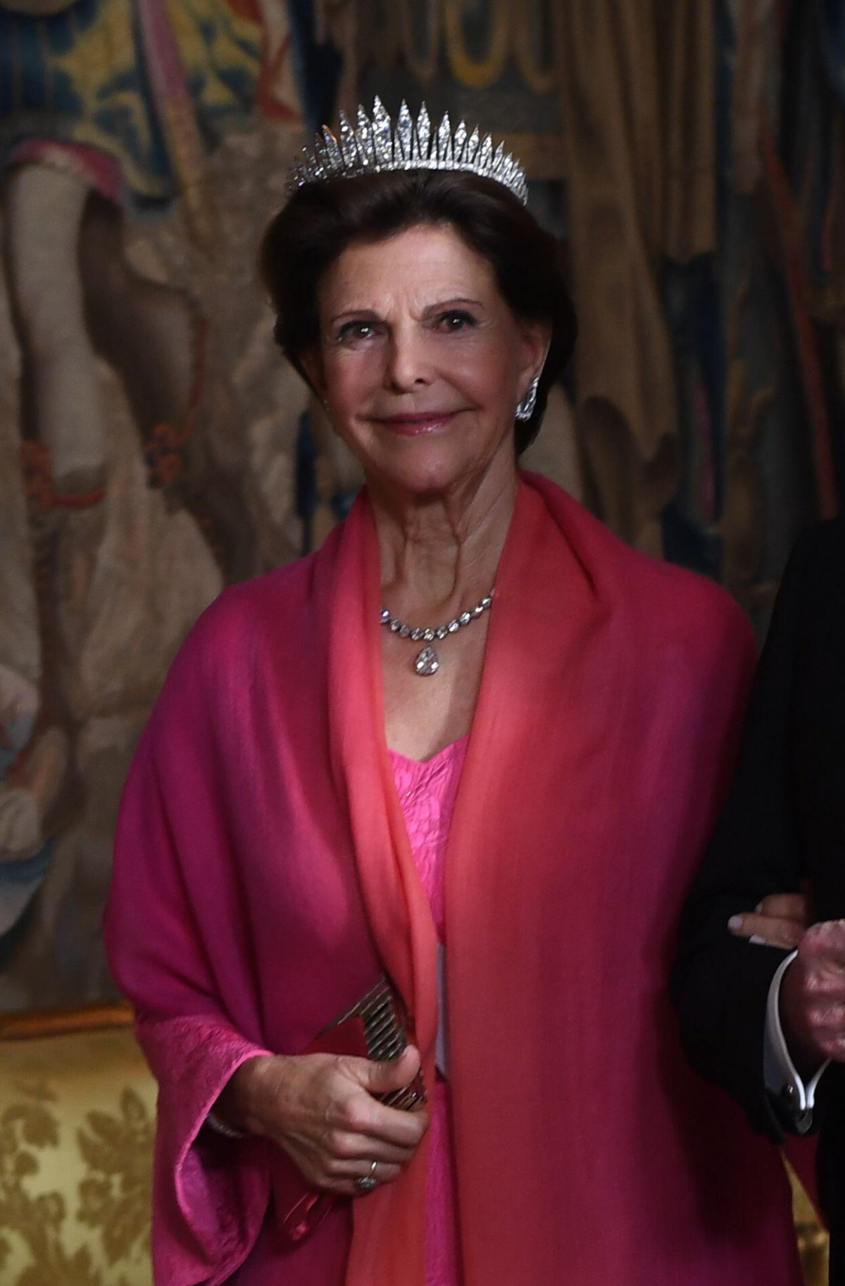 Queen Silvia of Sweden attends the King's Dinner for Nobel laureates at the Royal Palace in Stockholm on December 11, 2018 (Fredrik Sandberg/TT News Agency/Alamy)