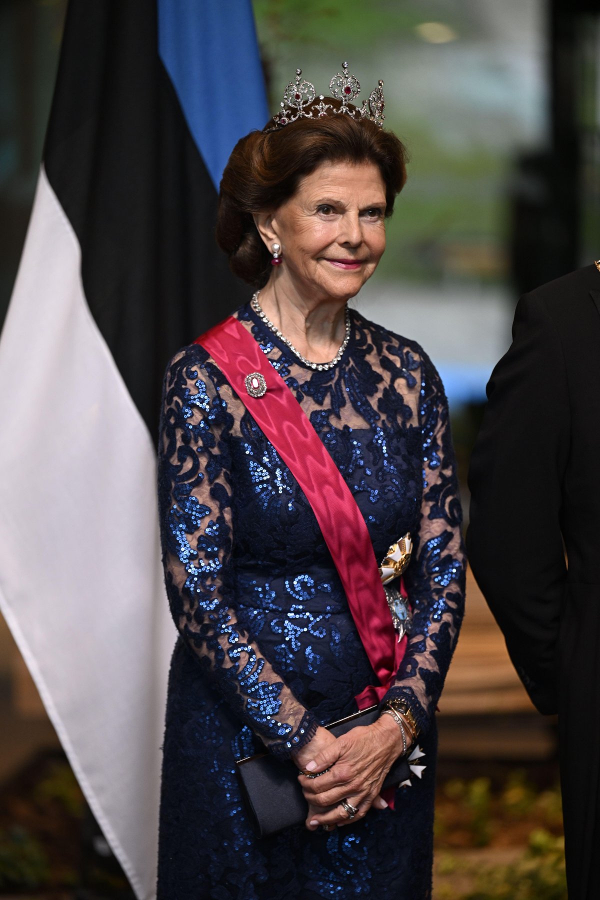 Queen Silvia of Sweden attends a state dinner in Tallinn during the Estonian state visit on May 2, 2023 (Pontus Lundahl/TT News Agency/Alamy)