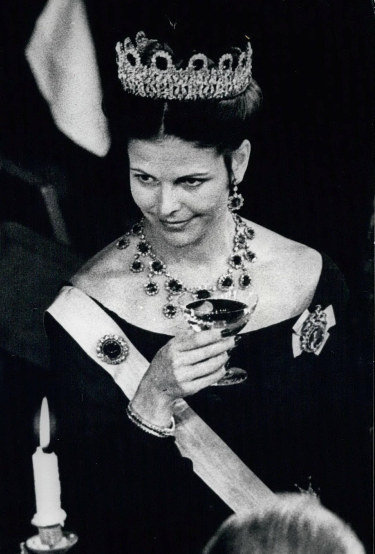 Queen Silvia of Sweden attends the Nobel Prize banquet in Stockholm on December 10, 1978 (Keystone Press/Alamy)