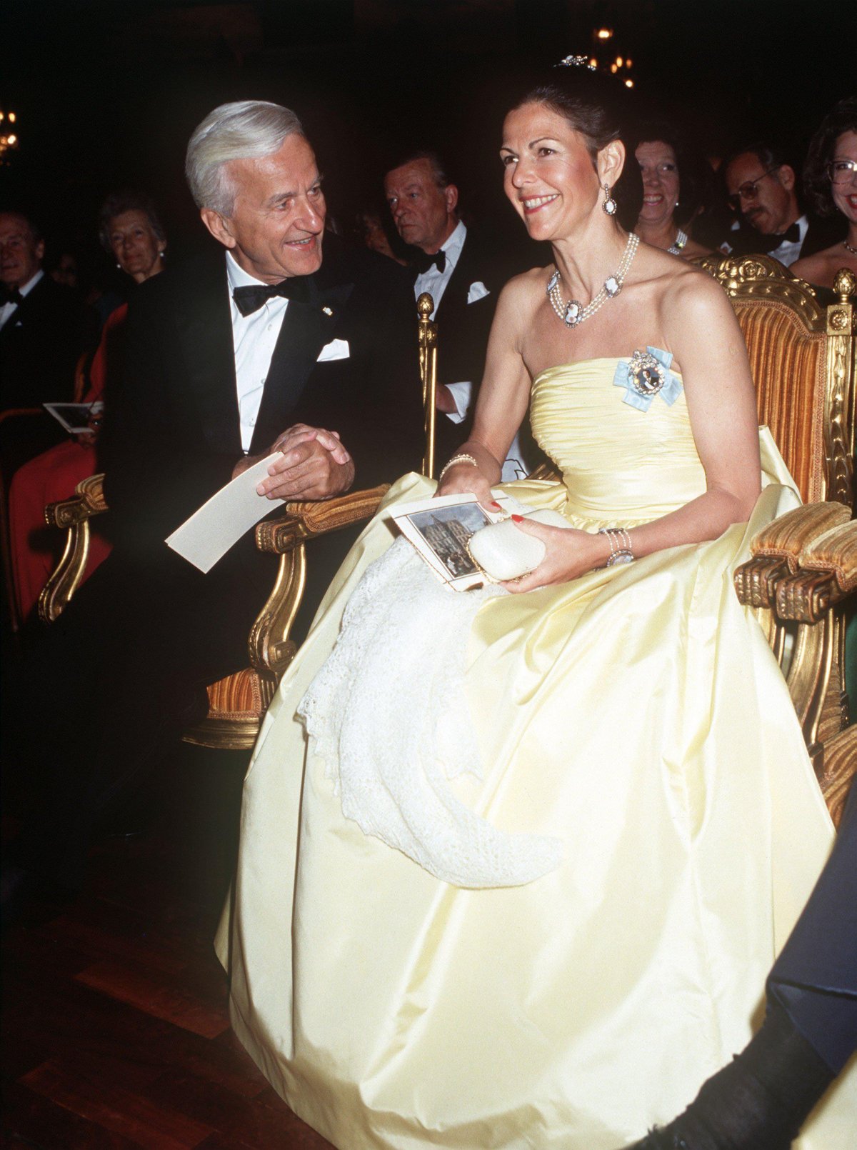 President Richard von Weizsäcker of Germany and Queen Silvia of Sweden attend a concert in Stockholm, June 1988 (DPA Picture Alliance/Alamy)