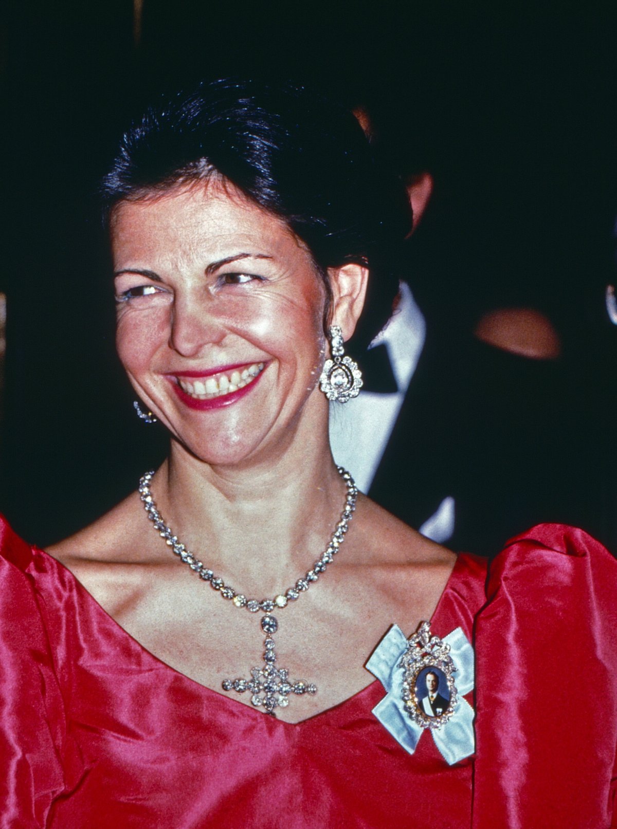 Queen Silvia of Sweden attends an evening reception in Germany, October 1989 (Wolfgang Kühn/United Archives GmbH/Alamy)