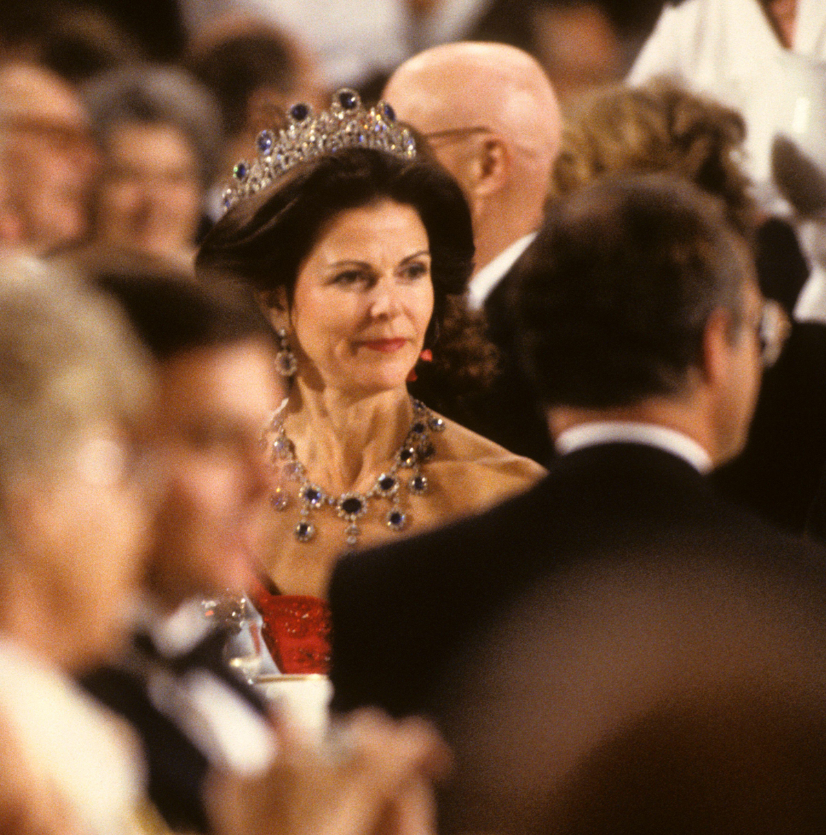 Queen Silvia of Sweden attends the Nobel Prize banquet in Stockholm on December 10, 1991 (Roger Tillberg/Alamy)