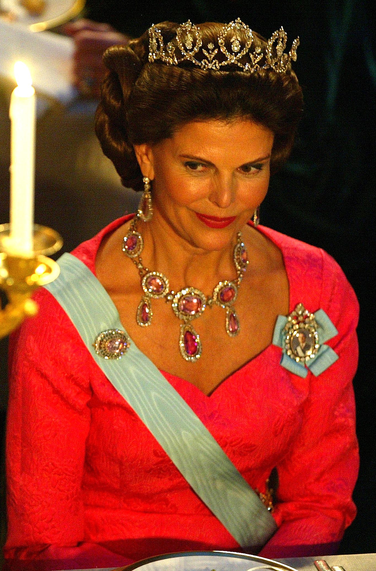 Queen Silvia of Sweden attends the Nobel Prize banquet in Stockholm on December 10, 2003 (Pascal Le Segretain/Getty Images)