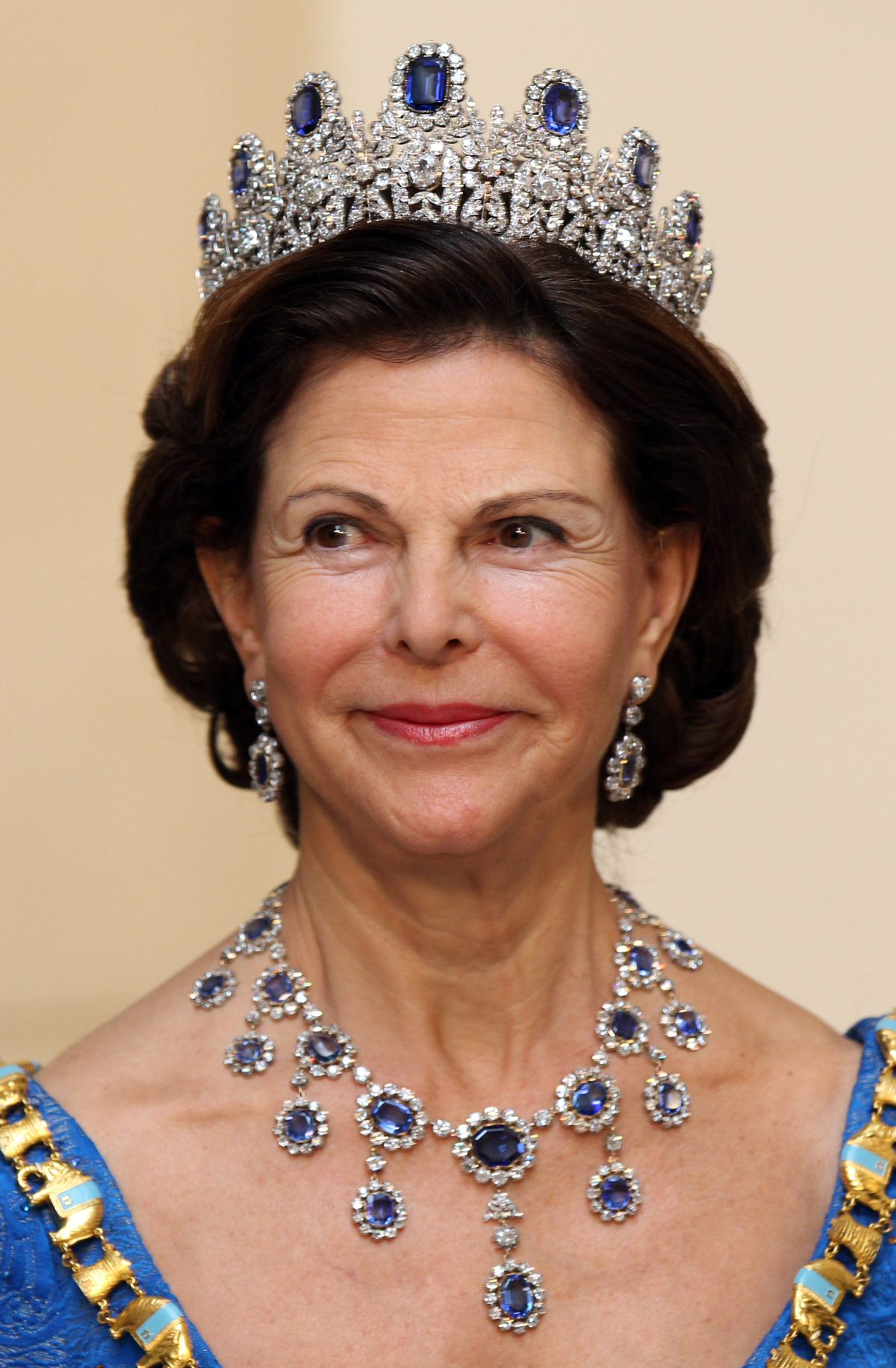 Queen Silvia of Sweden attends a gala dinner celebrating the Ruby Jubilee of Queen Margrethe II of Denmark in Copenhagen on January 15, 2012 (Chris Jackson/Getty Images)