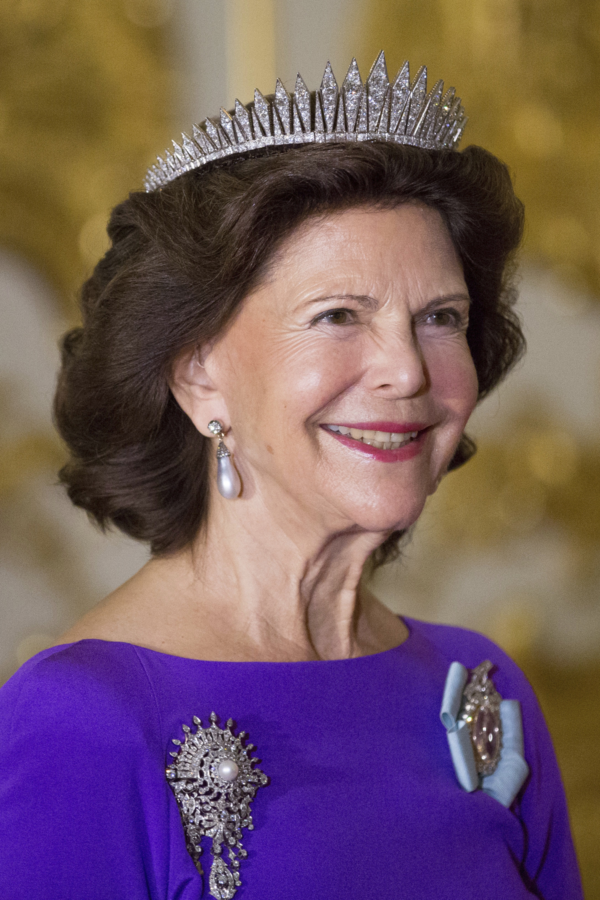 Queen Silvia of Sweden attends a dinner at Charlottenburg Palace in Berlin on October 6, 2016 (MAJA HITIJ/AFP/Getty Images)
