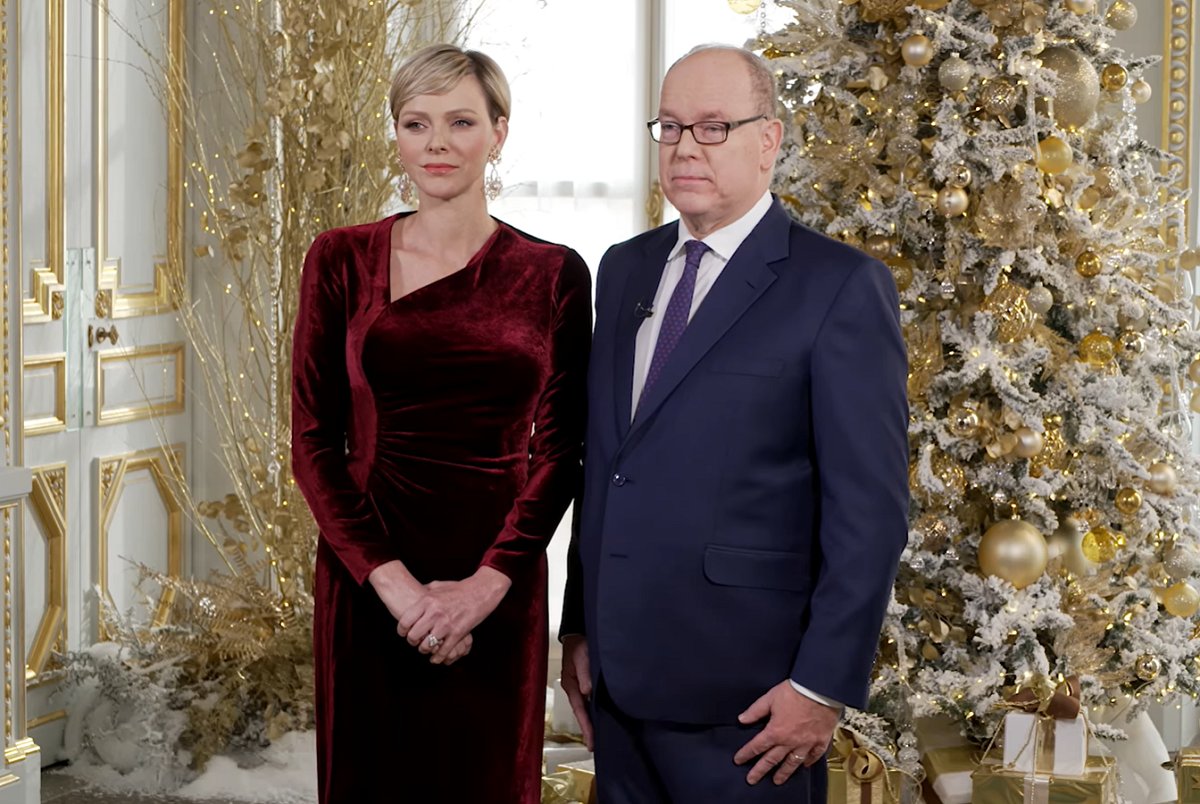 Prince Albert II and Princess Charlene of Monaco share a New Year message on December 31, 2023 (screencapture)
