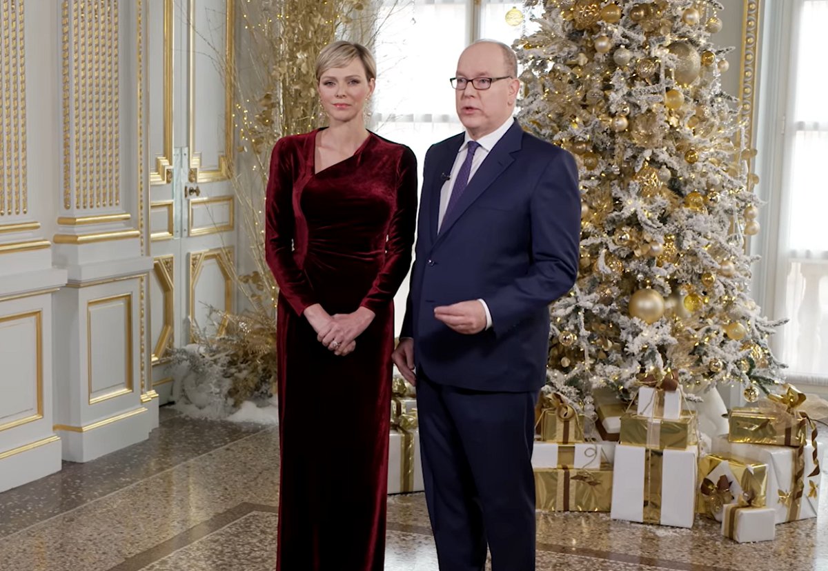 Prince Albert II and Princess Charlene of Monaco share a New Year message on December 31, 2023 (screencapture)