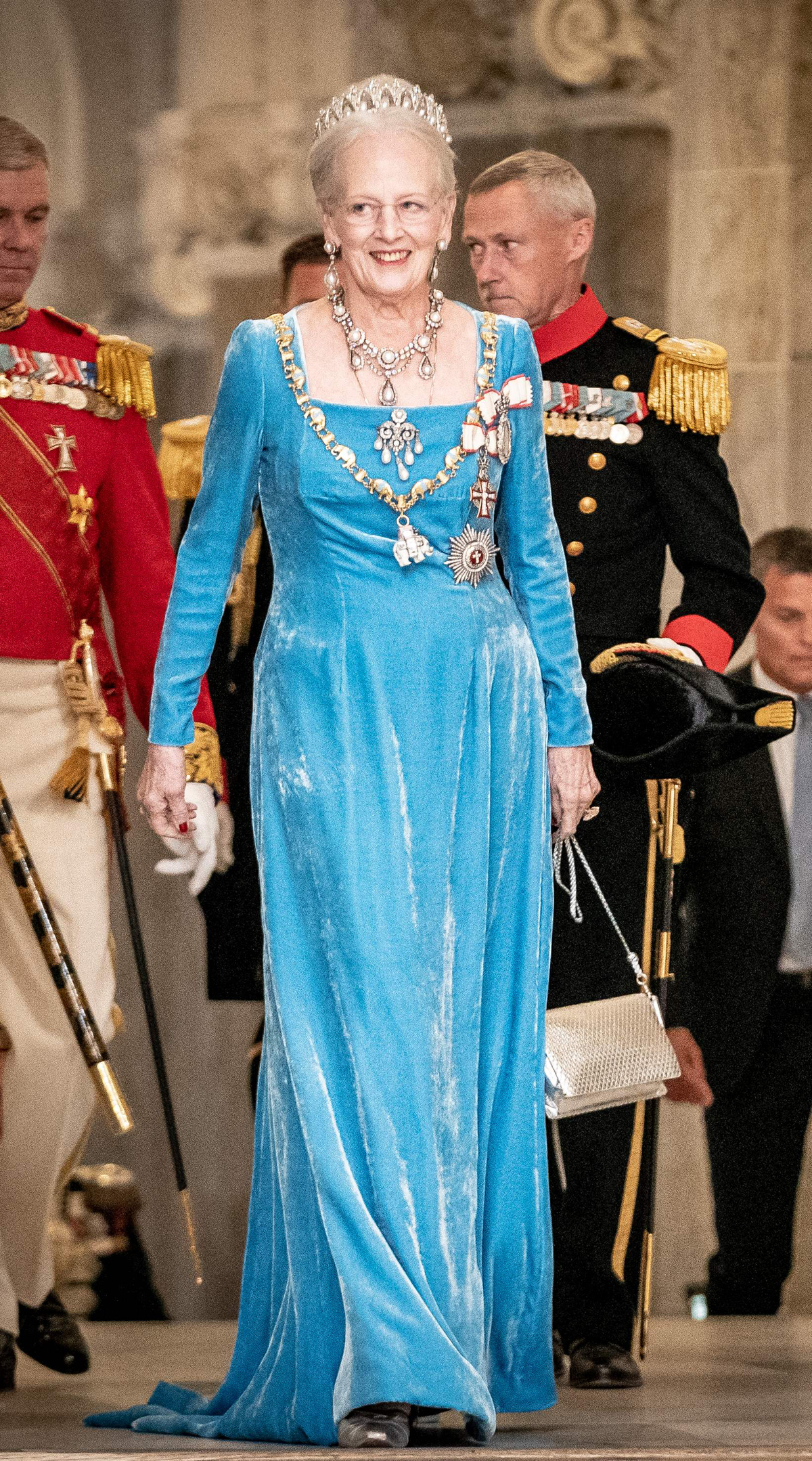 Queen Margrethe II of Denmark arrives for a gala banquet celebrating her Golden Jubilee at Christiansborg Palace in Copenhagen on September 11, 2022 (MADS CLAUS RASMUSSEN/Ritzau Scanpix/AFP via Getty Images)