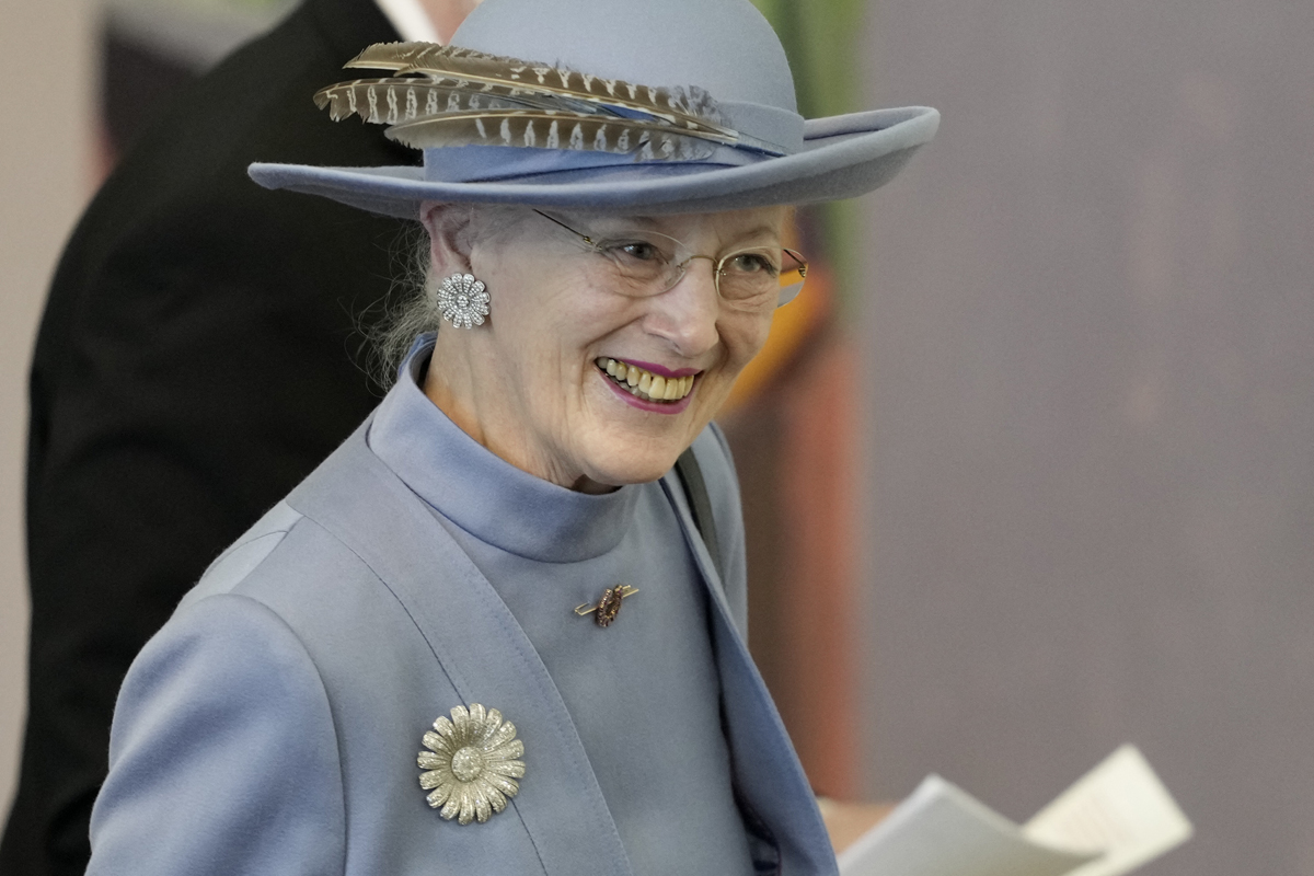 Queen Margrethe II of Denmark arrives for the Danish Parliament's celebration of her Golden Jubilee at Christiansborg Palace in Copenhagen on January 14, 2022 (MADS CLAUS RASMUSSEN/Ritzau Scanpix/AFP via Getty Images)