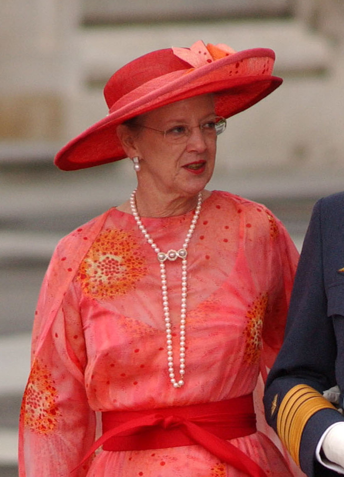 Queen Margrethe II of Denmark arrives for the wedding of the Prince and Princess of Asturias in Madrid on May 22, 2004 (Getty Images)