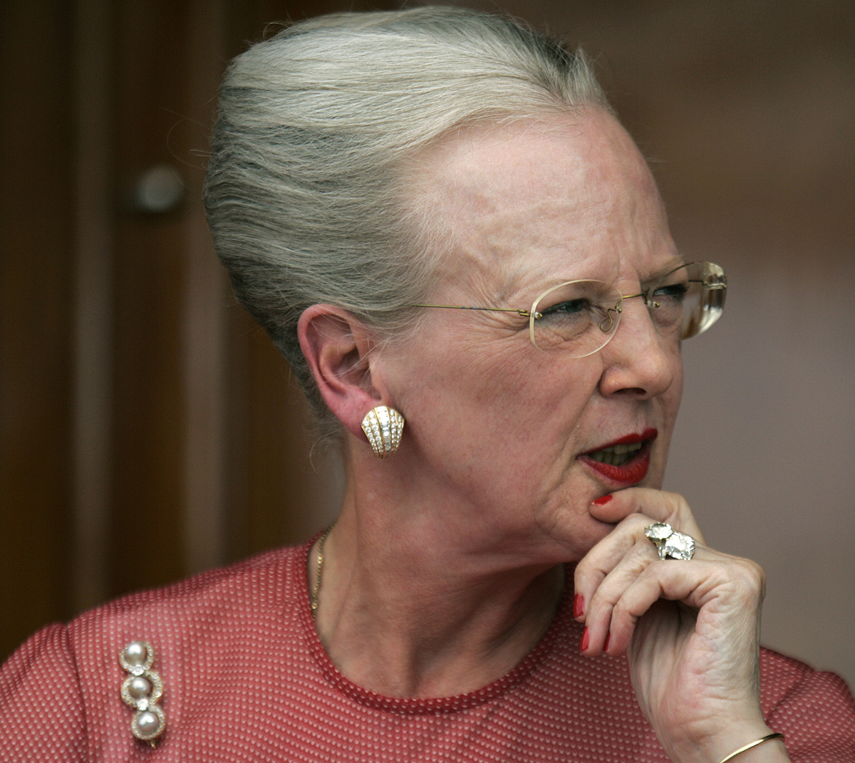 Queen Margrethe II of Denmark gives a press conference aboard the Royal Yacht Dannebrog in Athens on May 25, 2006 (ARIS MESSINIS/AFP/Getty Images)