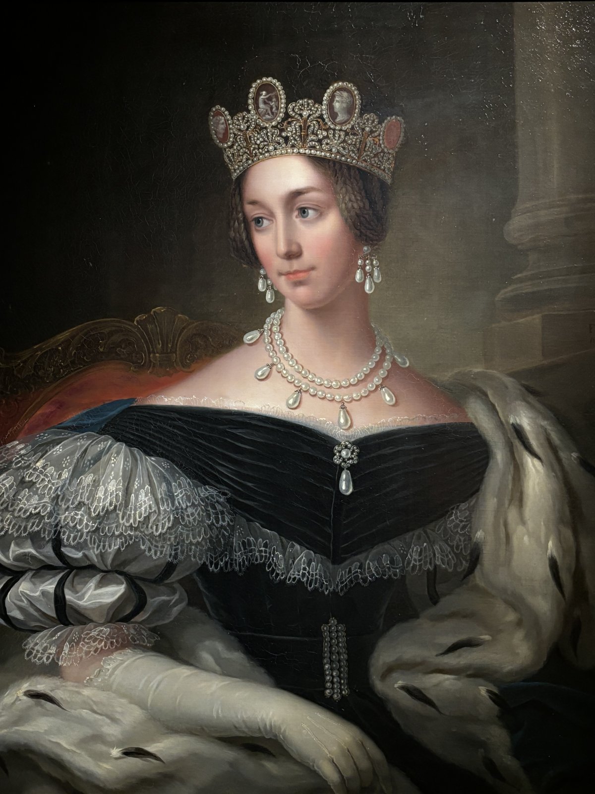 Fredric Westin's 1837 portrait of Josephine of Leuchtenberg is displayed in Stockholm, December 2023 (Photograph generously shared by Kristina Solberg; do not reproduce)
