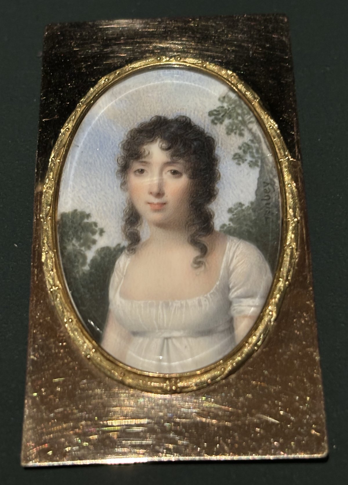 A miniature of Désirée Clary, later Queen Desideria of Sweden, is displayed in Stockholm, December 2023 (Photograph generously shared by Kristina Solberg; do not reproduce)