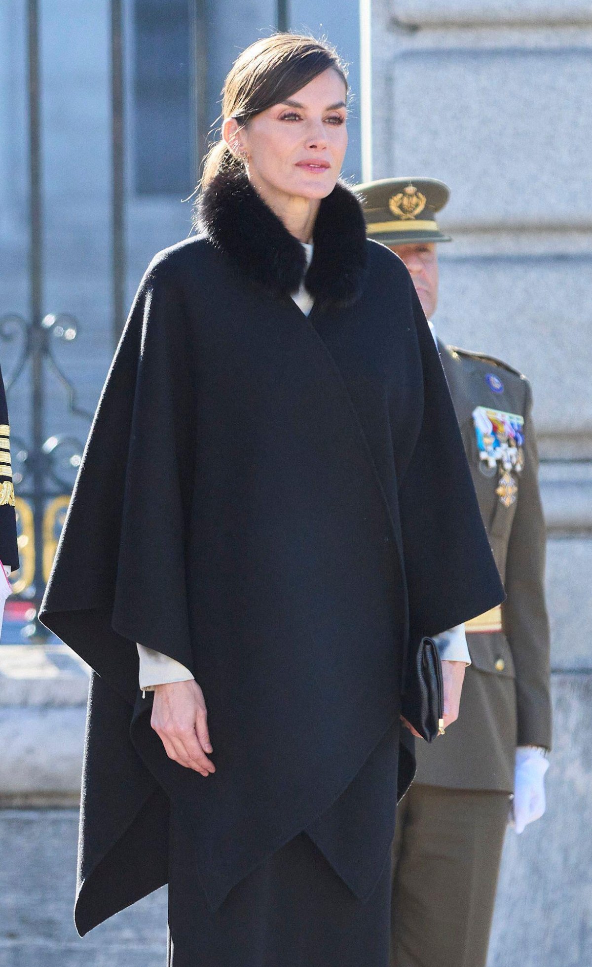 The Queen of Spain attends the Pascua Militar parade at the Royal Palace in Madrid on January 6, 2024 (MPG/Alamy)