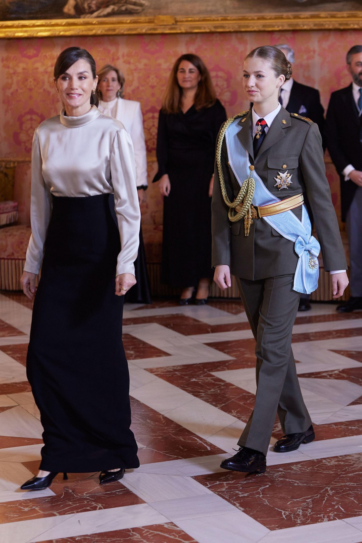 The Queen of Spain and the Princess of Asturias attend the Pascua Militar reception at the Royal Palace in Madrid on January 6, 2024 (Oscar Gonzalez/Sipa USA/Alamy)