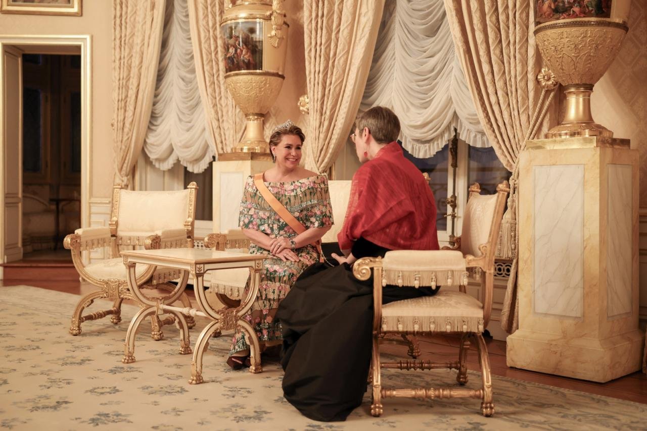 The Grand Duchess of Luxembourg attends the New Year reception at the Grand Ducal Palace on January 18, 2024 (Maison du Grand-Duc/Sophie Margue)