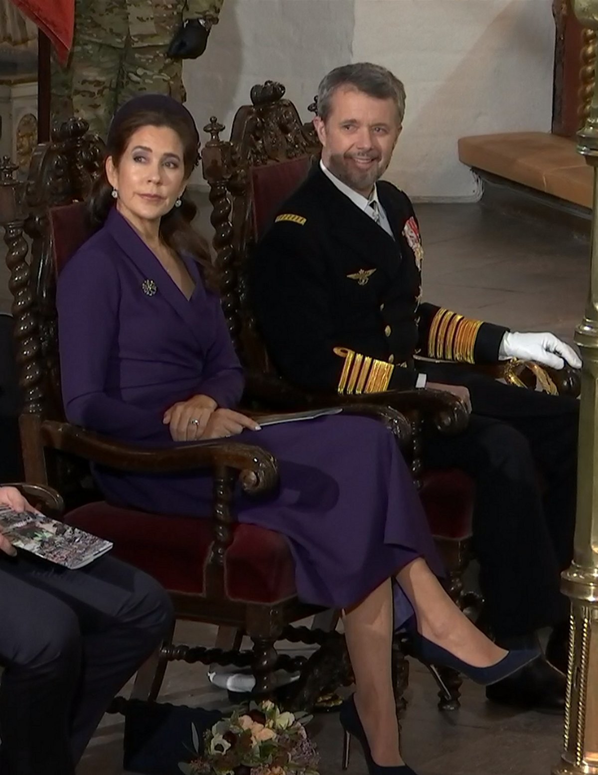 The King and Queen of Denmark attend a service at Aarhus Cathedral on January 21, 2024 (DR1/screencapture)