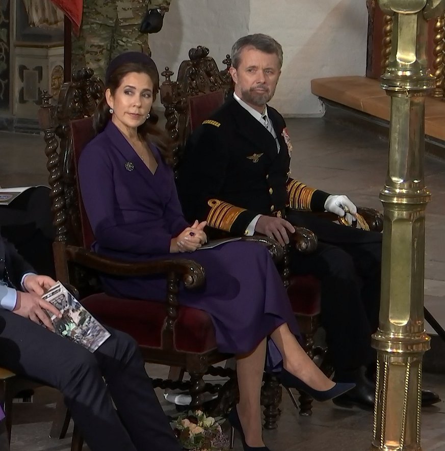 The King and Queen of Denmark attend a service at Aarhus Cathedral on January 21, 2024 (DR1/screencapture)