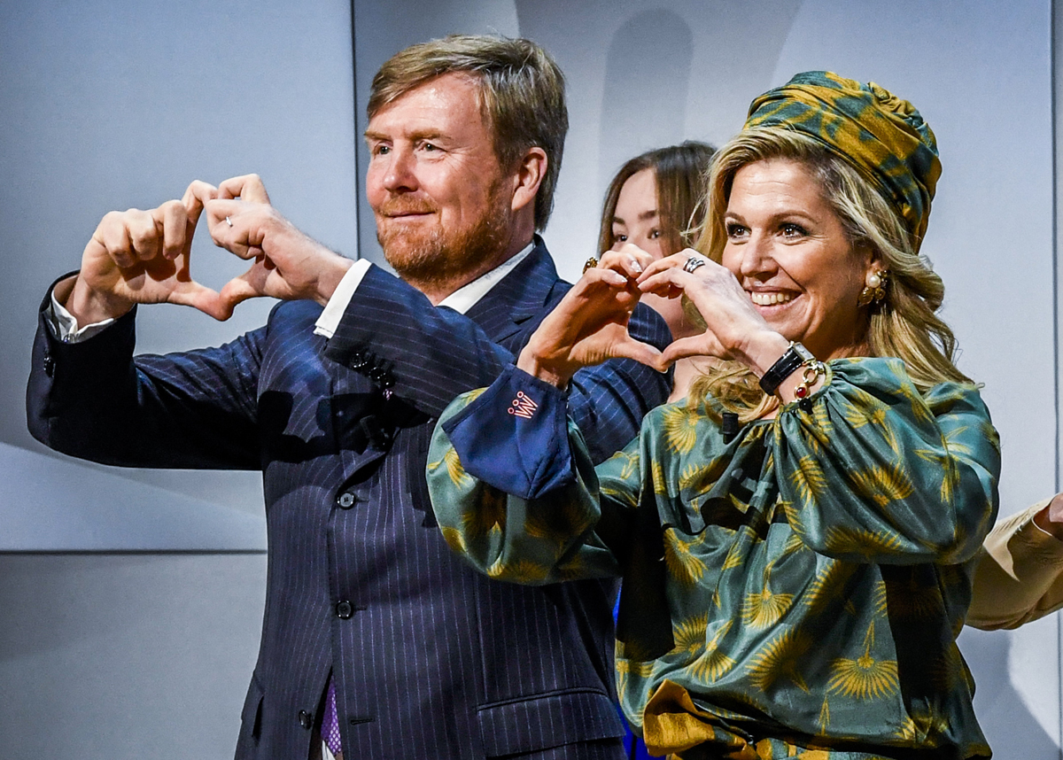 The King and Queen of the Netherlands are pictured on King's Day in Eindhoven on April 27, 2021 (MISCHA SCHOEMAKER/ANP/AFP via Getty Images)