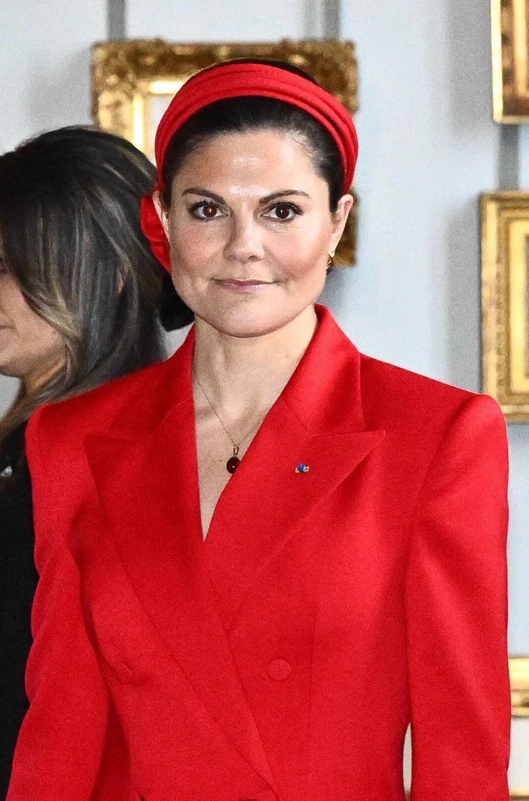 Crown Princess Victoria of Sweden poses for an official photograph in Lovisa Ulrika's dining room at the Royal Palace in Stockholm on January 30, 2024 (Claudio Bresciani/TT News Agency/Alamy)