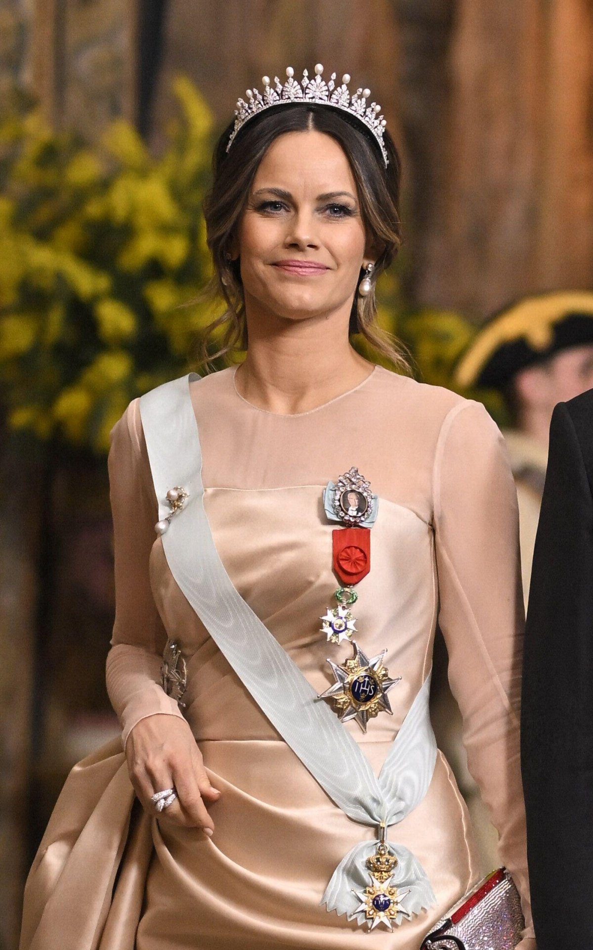 Princess Sofia of Sweden arrives for a state banquet at the Royal Palace in Stockholm on January 30, 2024 (Eliot Blondet/Abaca Press/Alamy)