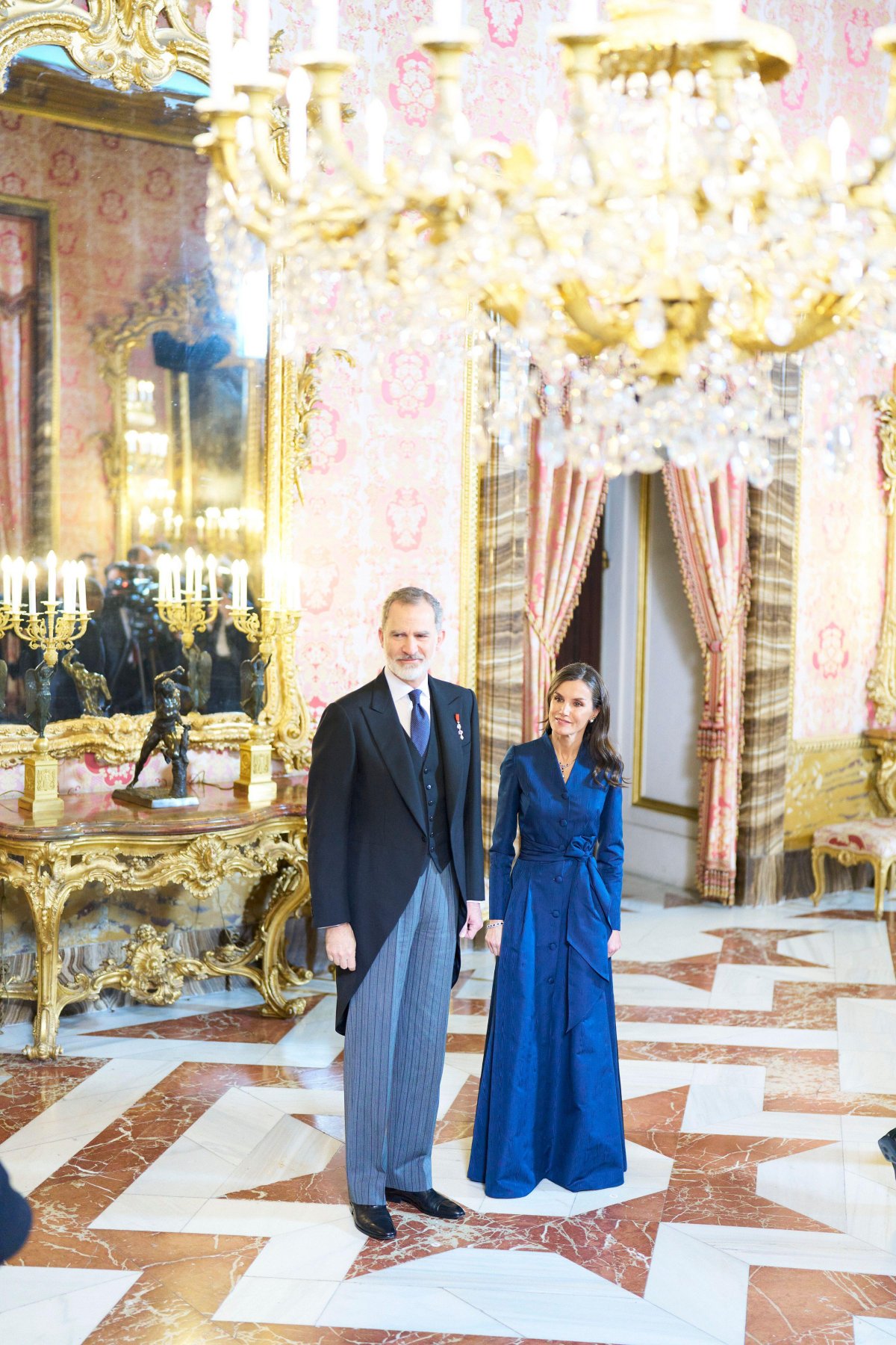 The King and Queen of Spain receive foreign ambassadors at the Royal Palace in Madrid on January 31, 2024 (MPG/Alamy)