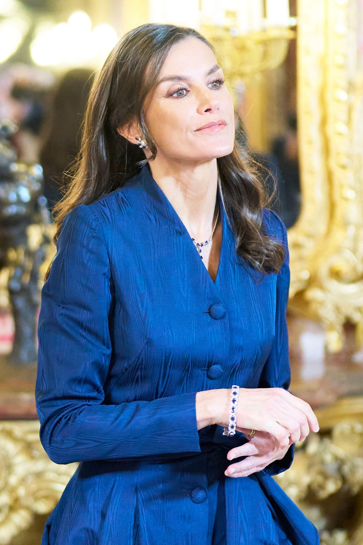 The Queen of Spain receives foreign ambassadors at the Royal Palace in Madrid on January 31, 2024 (MPG/Alamy)