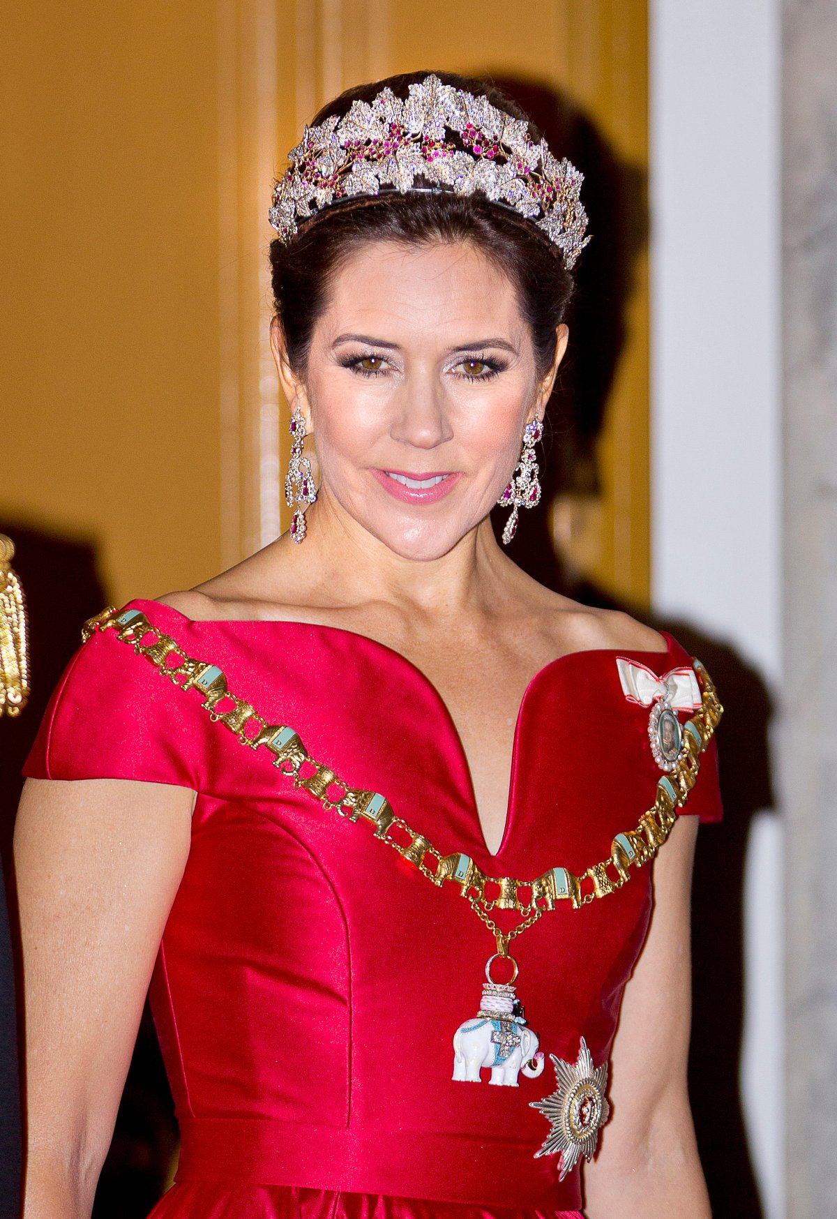The Crown Princess of Denmark attends the New Year's Reception at Amalienborg Palace in Copenhagen on January 1, 2018 (Albert Nieboer/DPA Picture Alliance/Alamy)
