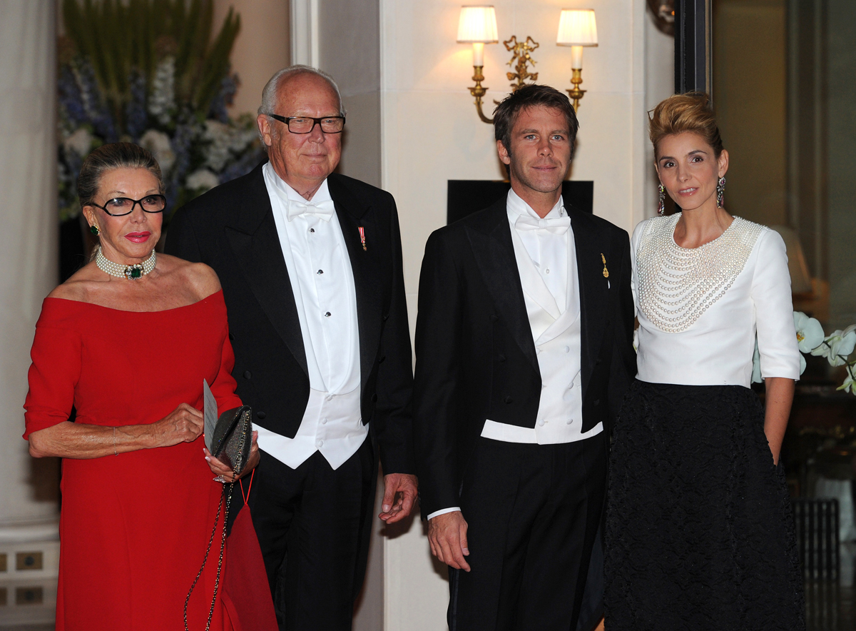 Marina and Vittorio Emanuele di Savoia with Emanuele Filiberto and his wife, Clotilde Courau, at the reception following the wedding of the Prince and Princess of Monaco on July 2, 2011 (GERARD JULIEN/AFP/Getty Images)