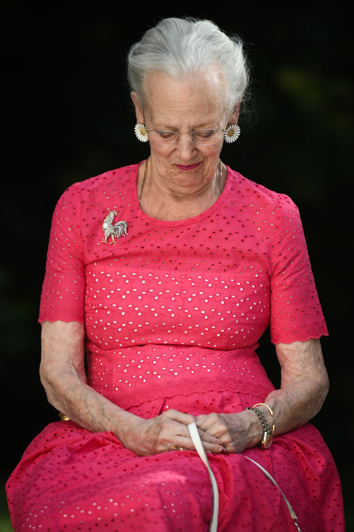 Queen Margrethe II of Denmark attends the inauguration of an exhibition of her artwork at the Henri Martin Museum in Cahors on August 17, 2022 (VALENTINE CHAPUIS/AFP via Getty Images)