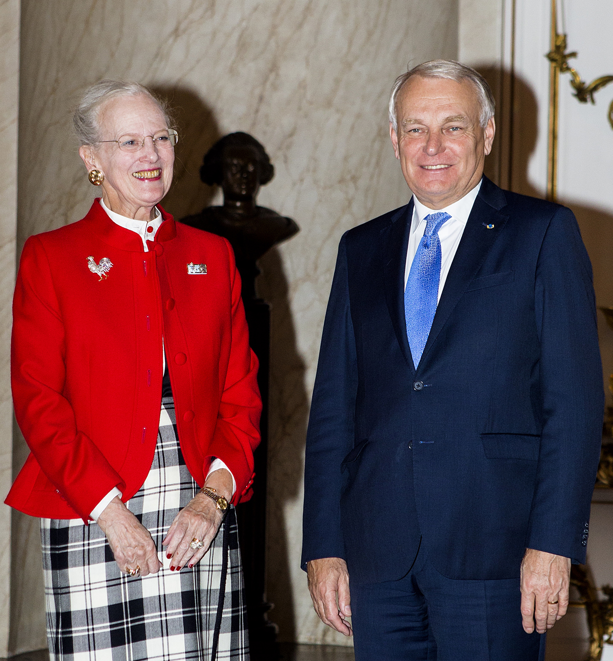 Queen Margrethe II of Denmark receives Prime Minister Jean-Marc Ayrault of France in Copenhagen on October 21, 2013 (Nikolai Linares/AFP/Getty Images)
