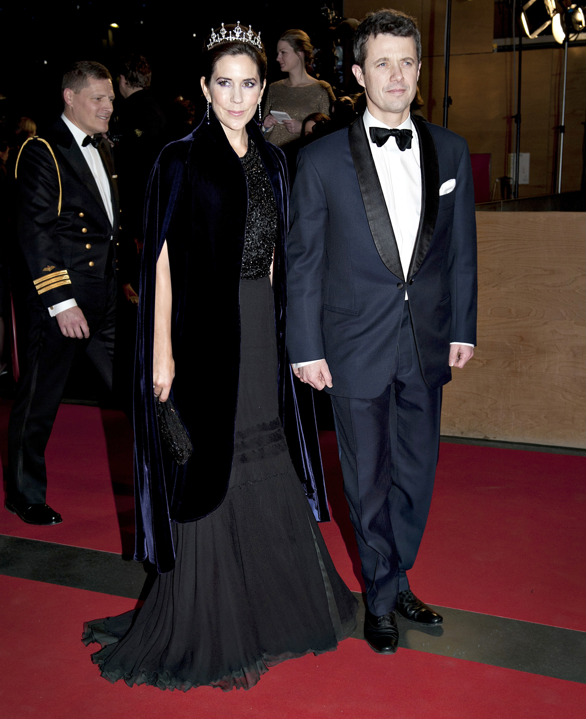 Crown Prince Frederik and Crown Princess Mary of Denmark arrive for a gala concert performance celebrating Queen Margrethe II of Denmark's Ruby Jubilee in Copenhagen on January 14, 2012 (Chris Jackson/Getty Images)
