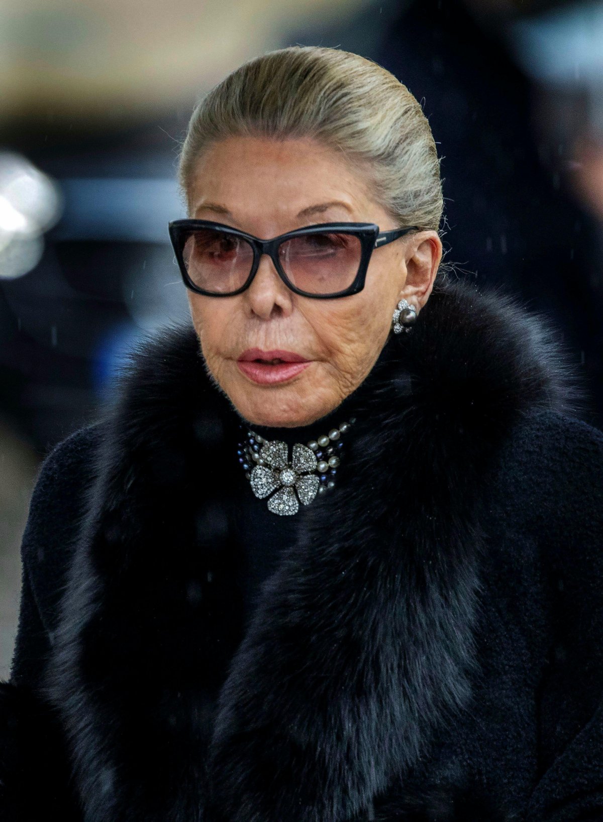 Marina di Savoia attends the funeral of her late husband, Vittorio Emanuele di Savoia, in Turn on February 10, 2024 (Albert Nieboer/DPA Picture Alliance/Alamy)