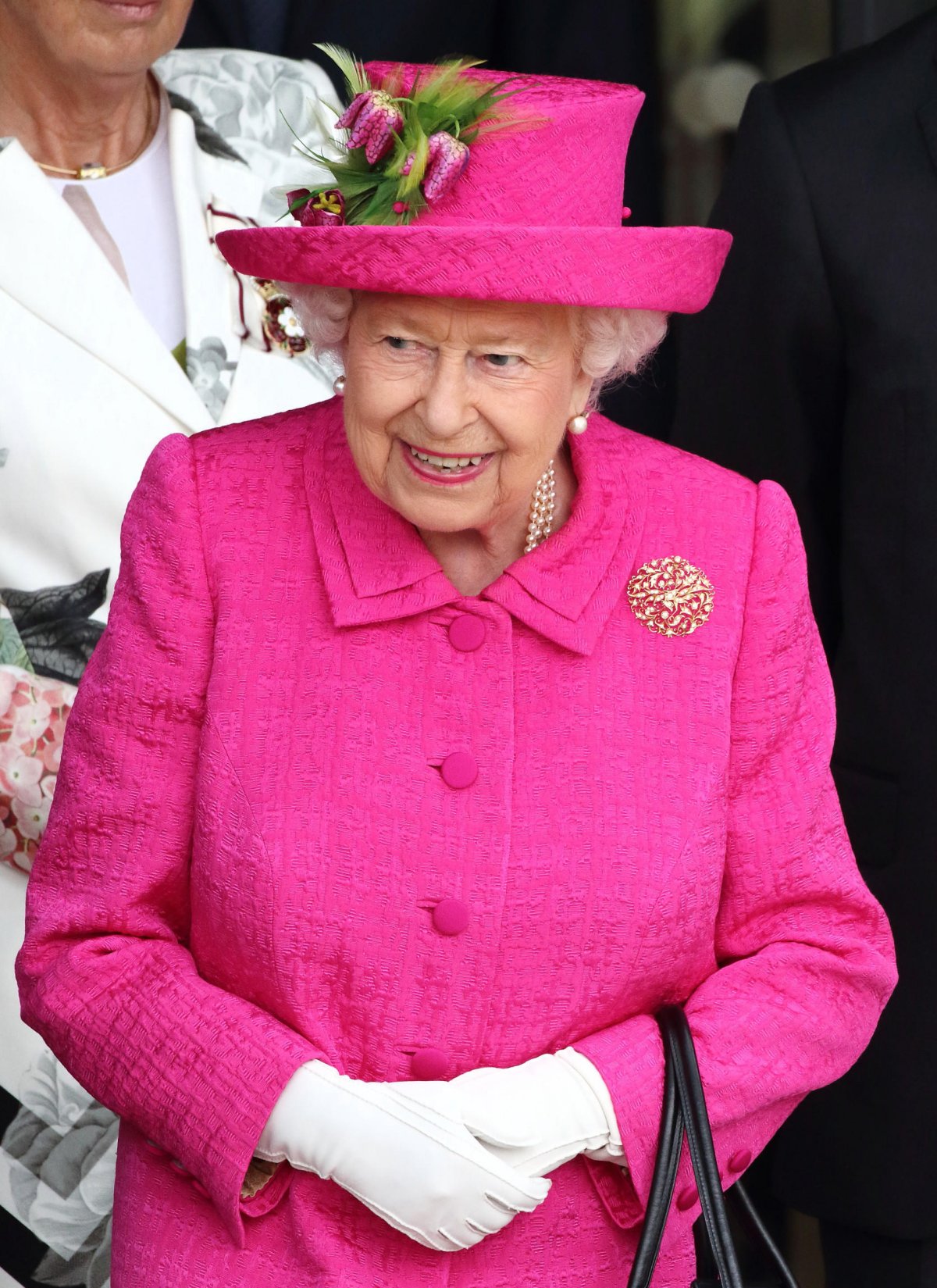 Queen Elizabeth II of the United Kingdom officially opens the new Royal Papworth Hospital in Cambridge on July 9, 2019 (Keith Mayhew/SOPA Images Limited/Alamy)