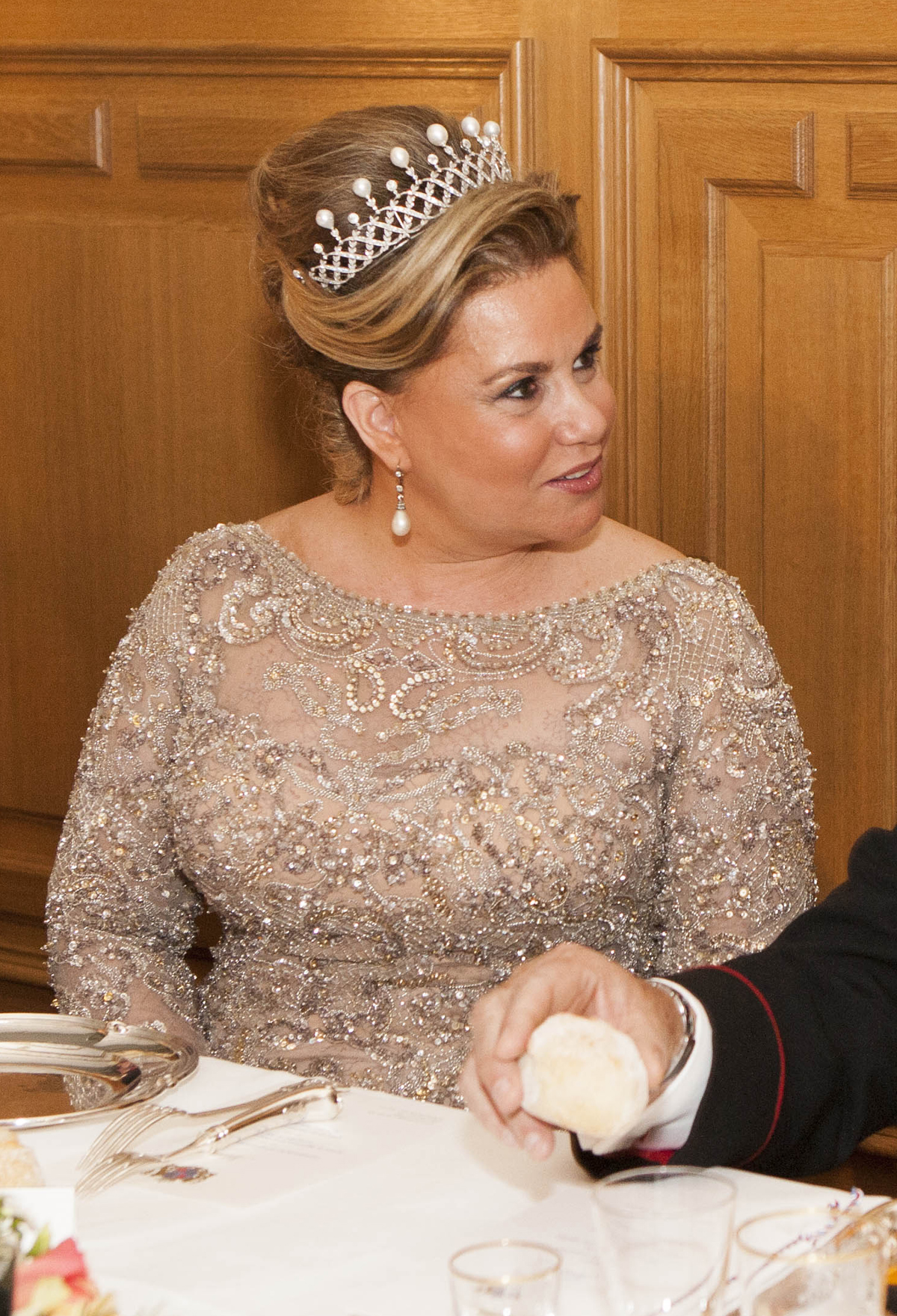 Grand Duchess Maria Teresa of Luxembourg attends a gala dinner on the night before the wedding of Hereditary Grand Duke Guillaume and Hereditary Grand Duchess Stephanie, October 19, 2012 (Guy Wolff/Grand-Ducal Court of Luxembourg via Getty Images)
