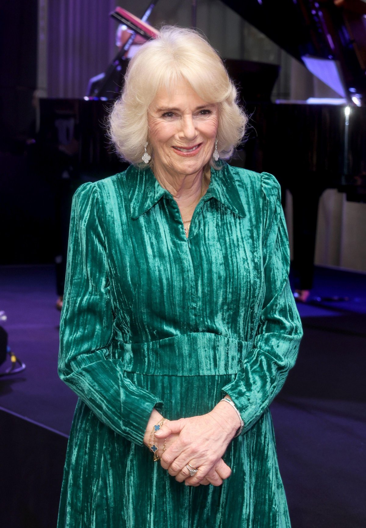 Queen Camilla of the United Kingdom attends a "Celebration of Shakespeare" event at Grosvenor House in London on February 14, 2024 (Chris Jackson/PA Images/Alamy)