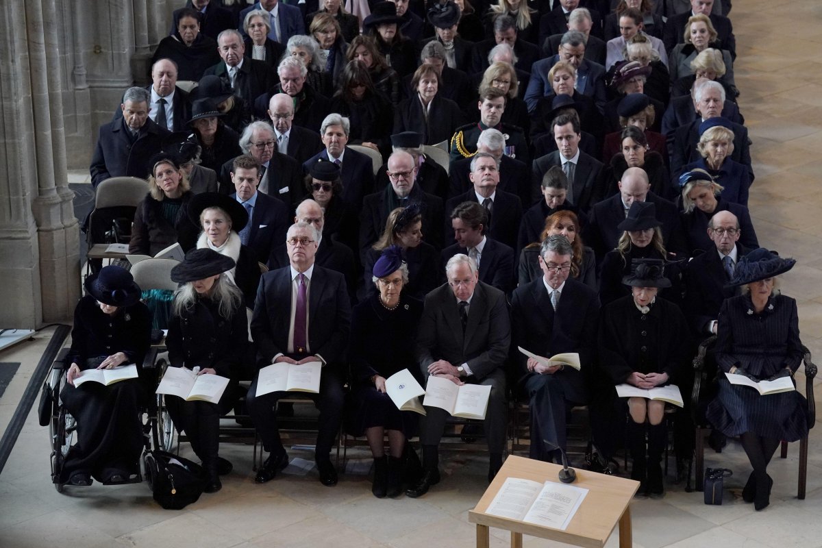 Members of the British royal family attend a memorial service in honor of the late King Constantine II of Greece at St. George's Chapel, Windsor on February 27, 2024 (Jonathan Brady/PA Images/Alamy)