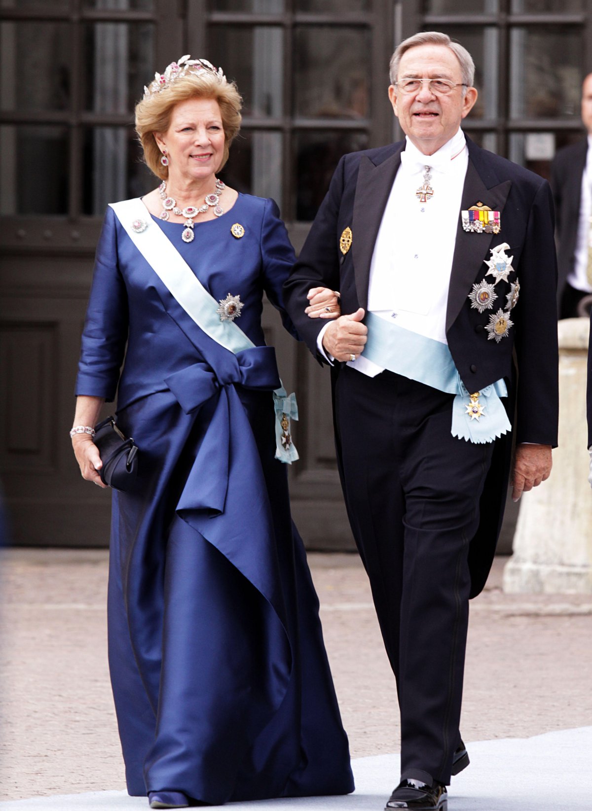 King Constantine II and Queen Anne-Marie of Greece attend the wedding of Crown Princess Victoria and Prince Daniel of Sweden in Stockholm on June 19, 2010 (Albert Nieboer/DPA Picture Alliance Archive/Alamy)