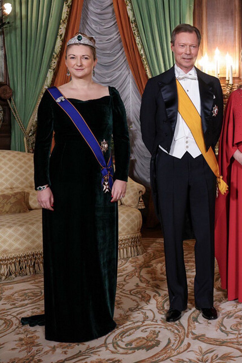The Grand Duke and Grand Duchess of Luxembourg, with the Hereditary Grand Duke and Hereditary Grand Duchess, host a state banquet for President Pavel of the Czech Republic and Mrs. Pavlova at the Grand Ducal Palace in Luxembourg on February 29, 2024 (Maison du Grand-Duc/Sophie Margue)