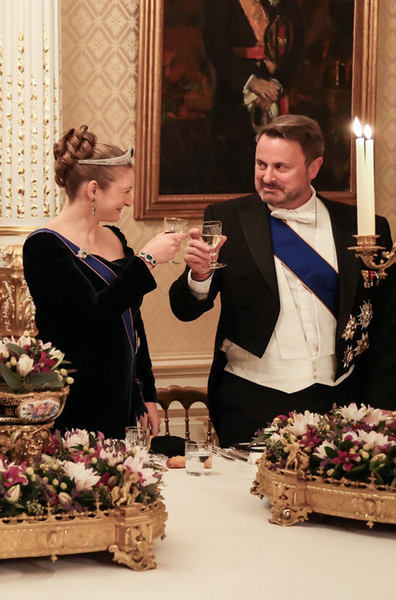 The Grand Duke and Grand Duchess of Luxembourg, with the Hereditary Grand Duke and Hereditary Grand Duchess, host a state banquet for President Pavel of the Czech Republic and Mrs. Pavlova at the Grand Ducal Palace in Luxembourg on February 29, 2024 (Maison du Grand-Duc/Sophie Margue)