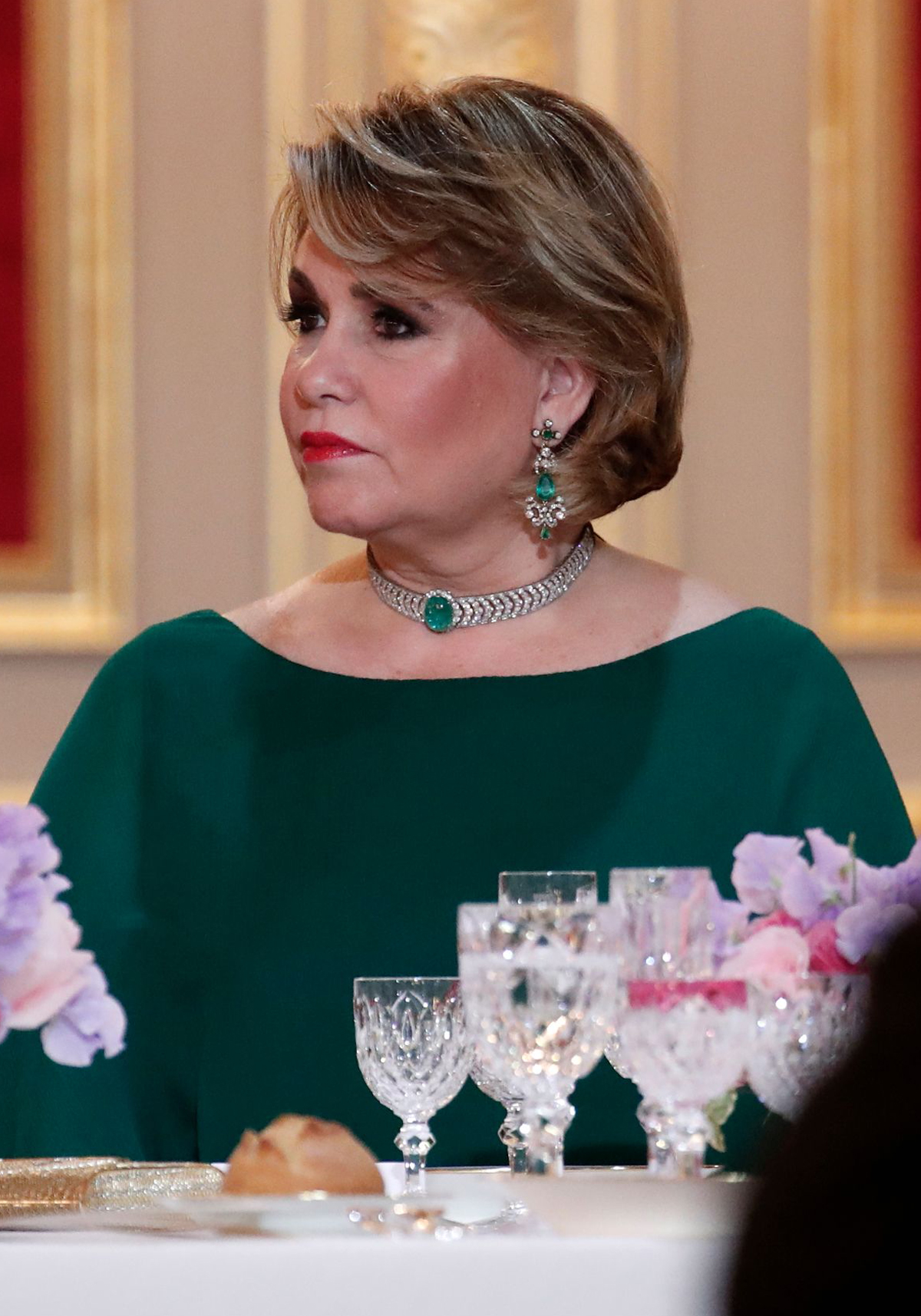 The Grand Duchess of Luxembourg attends a state dinner at the Elysee Palace in Paris on March 19, 2018 (BENOIT TESSIER/AFP/Getty Images)