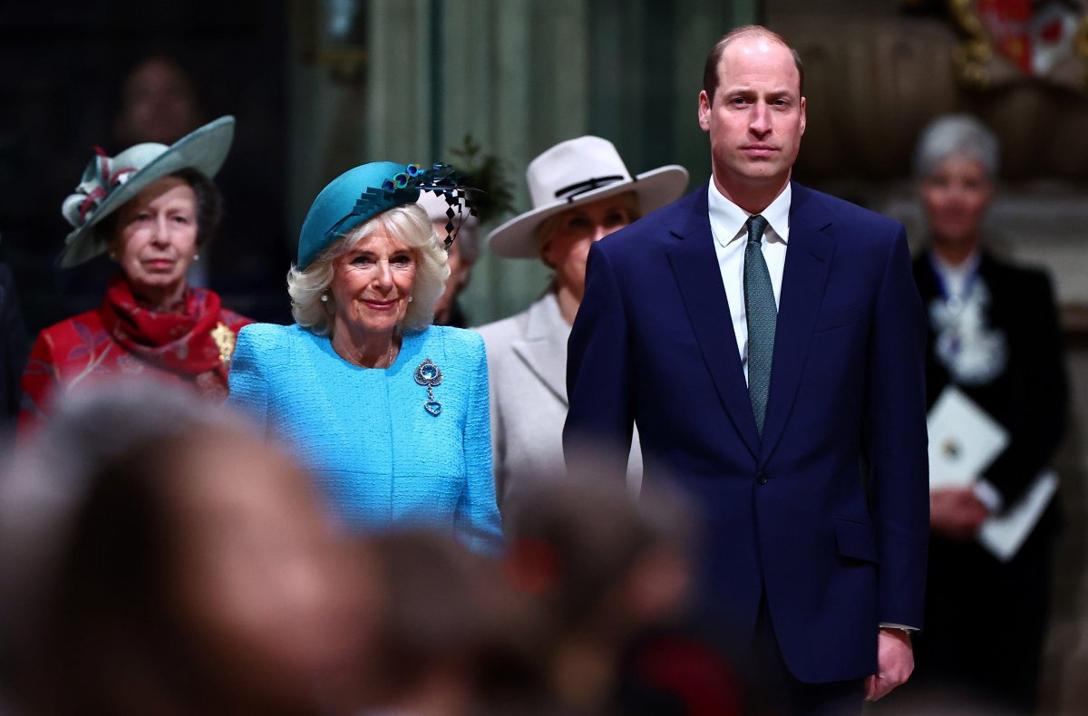The Princess Royal, Queen Camilla, the Duchess of Edinburgh, and the Prince of Wales attend the Commonwealth Day service at Westminster Abbey on March 11, 2024 (Henry Nicholls/PA Images/Alamy)