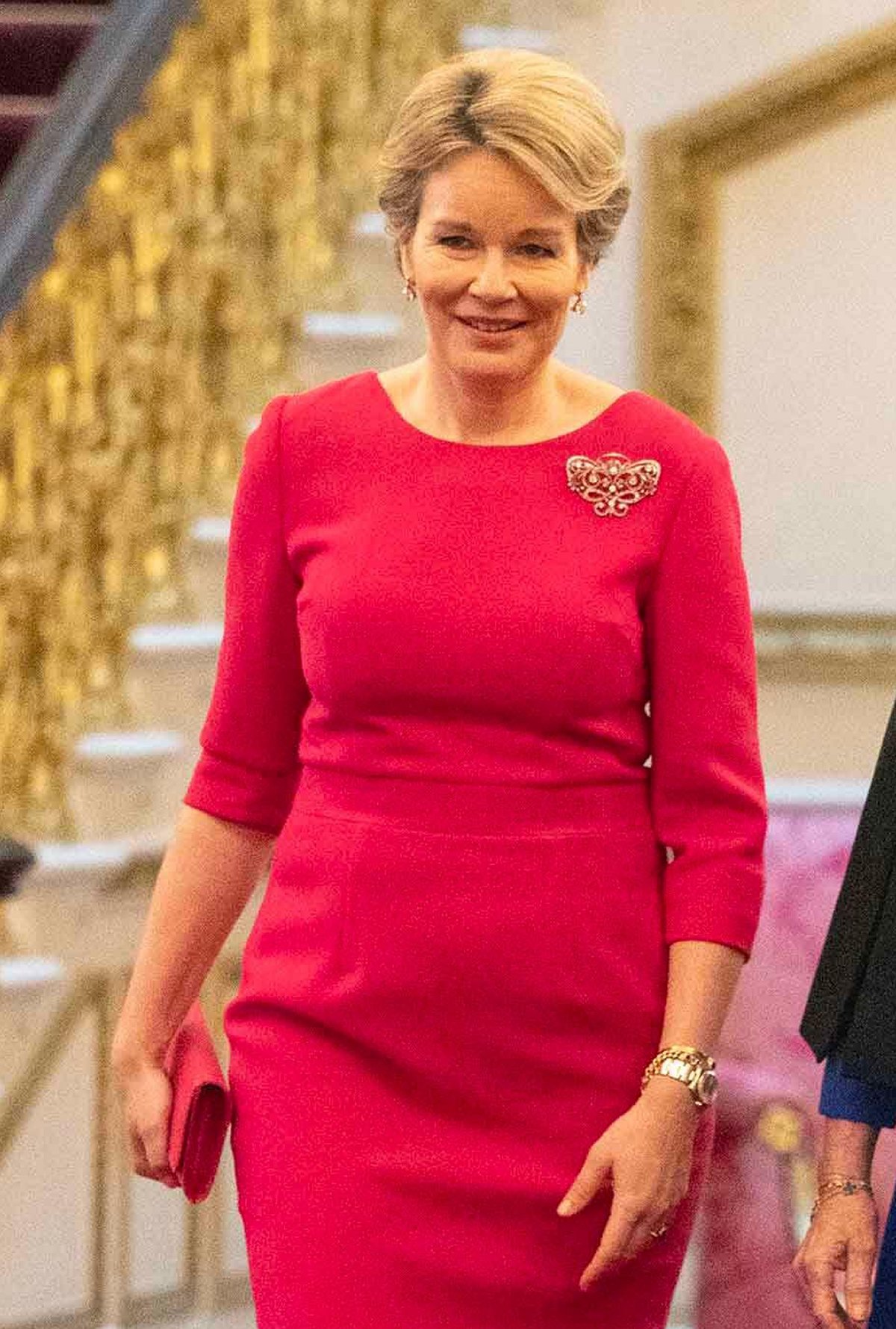 Queen Mathilde of the Belgians attends a Women of the World (WOW) reception to celebrate International Women's Day at Buckingham Palace on March 12, 2024 (Paul Grover/PA Images/Alamy)