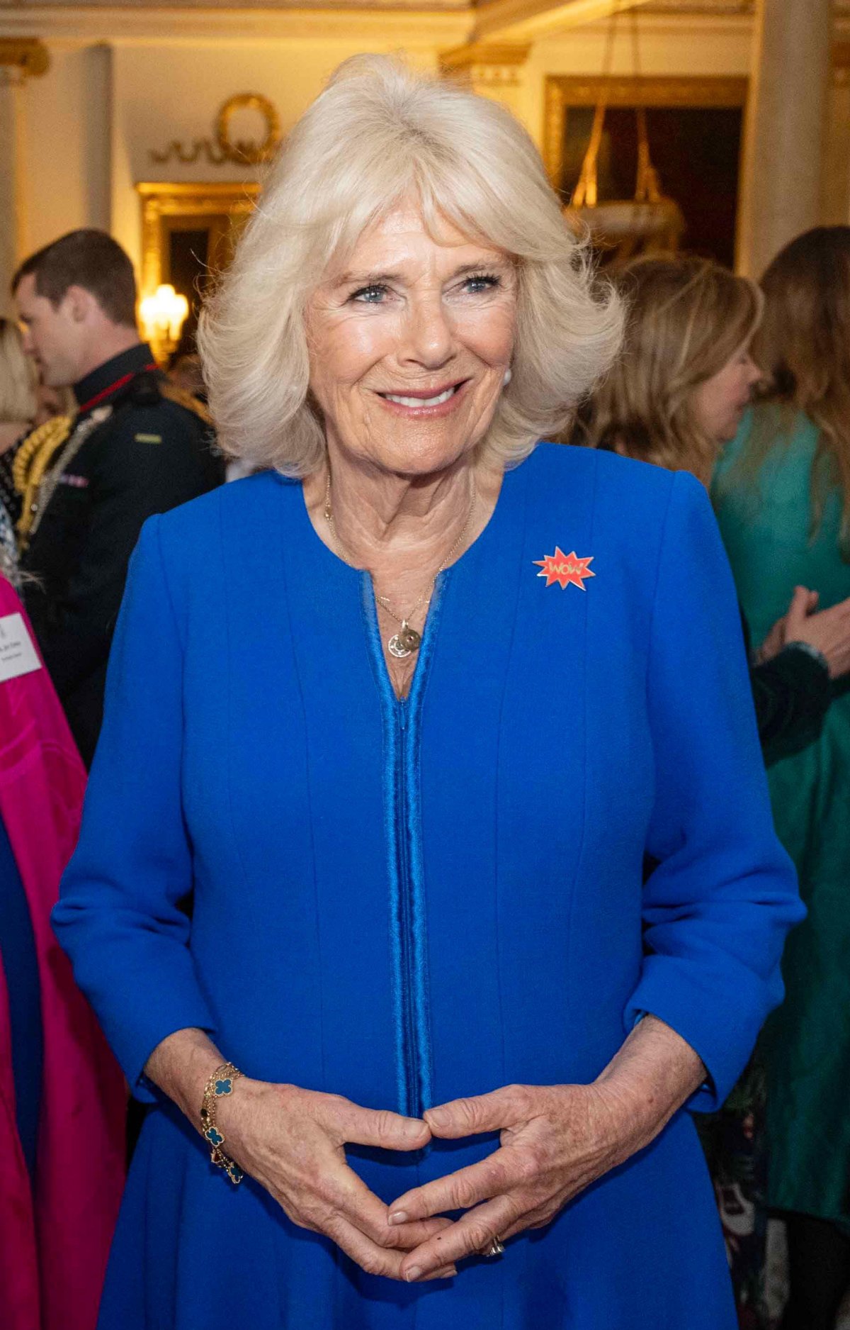 Queen Camilla attends a Women of the World (WOW) reception to celebrate International Women's Day at Buckingham Palace on March 12, 2024 (Paul Grover/PA Images/Alamy)