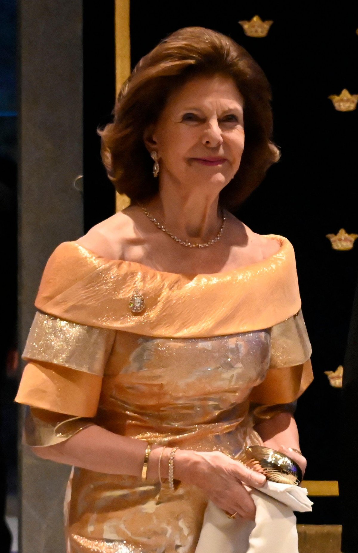 Queen Silvia of Sweden is pictured during a dinner at the JW Marriott Hotel in Mexico City on March 12, 2024 (Carlos Tischler/Abaca Press/Alamy)