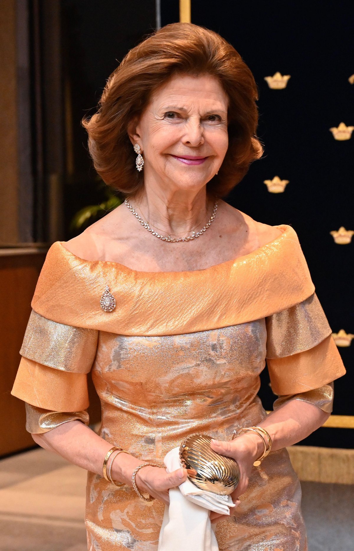 Queen Silvia of Sweden is pictured during a dinner at the JW Marriott Hotel in Mexico City on March 12, 2024 (Jonas Ekströmer/TT News Agency/Alamy)
