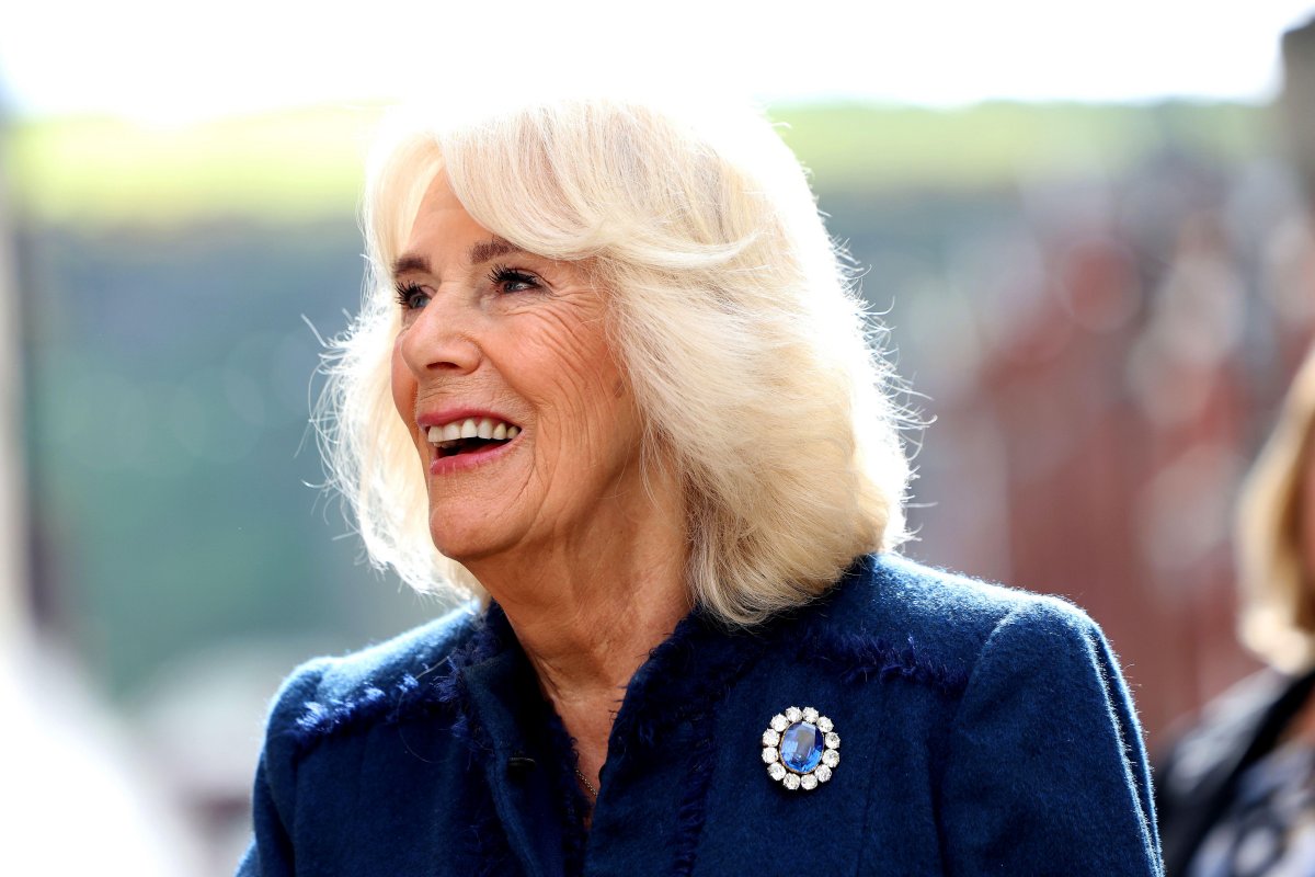 Queen Camilla of the United Kingdom visits Douglas Borough Council on the Isle of Man on March 20, 2024 (Chris Jackson/PA Images/Alamy)