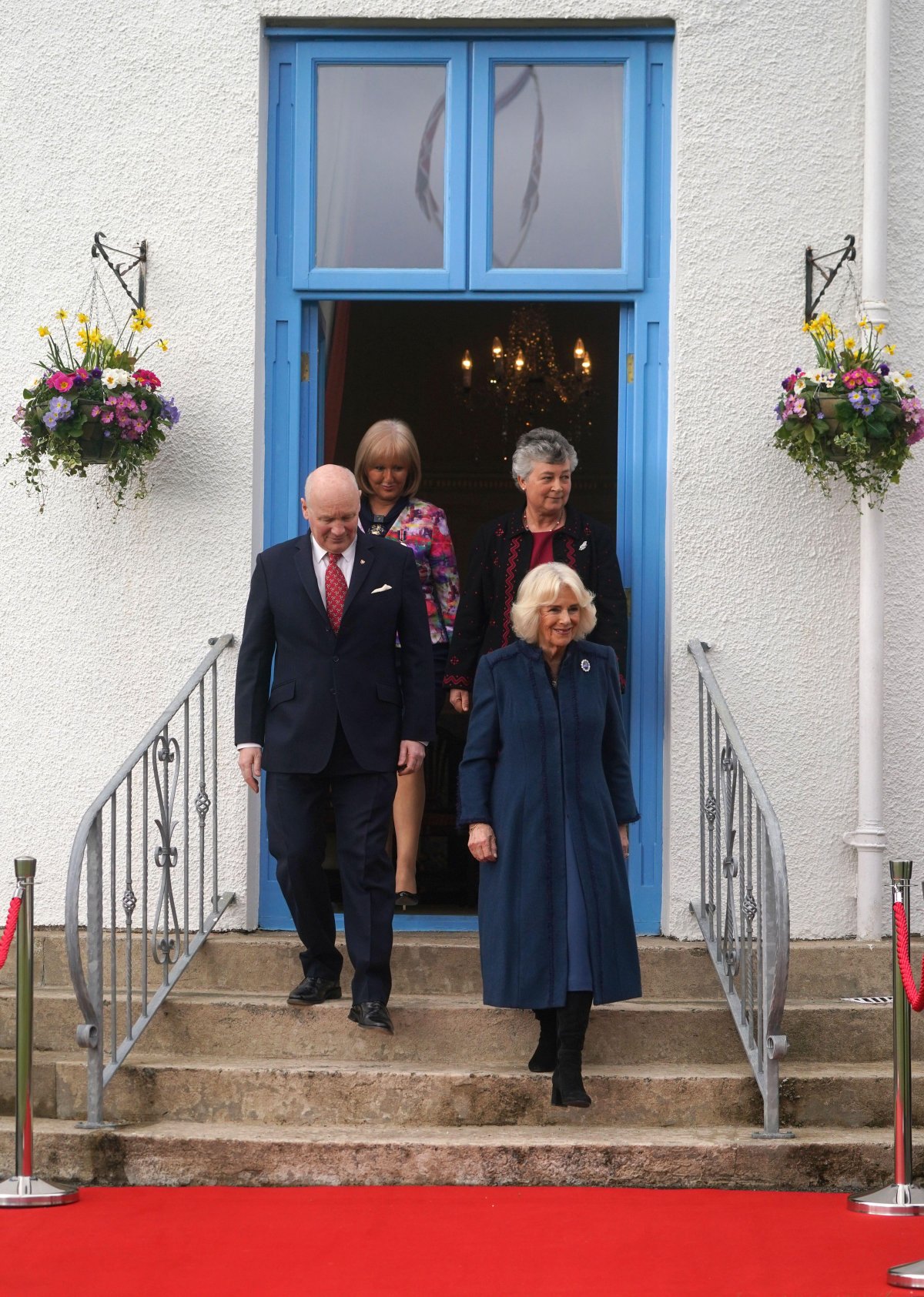 Queen Camilla of the United Kingdom visits Government House in Onchan on the Isle of Man on March 20, 2024 (Owen Humphreys/PA Images/Alamy)